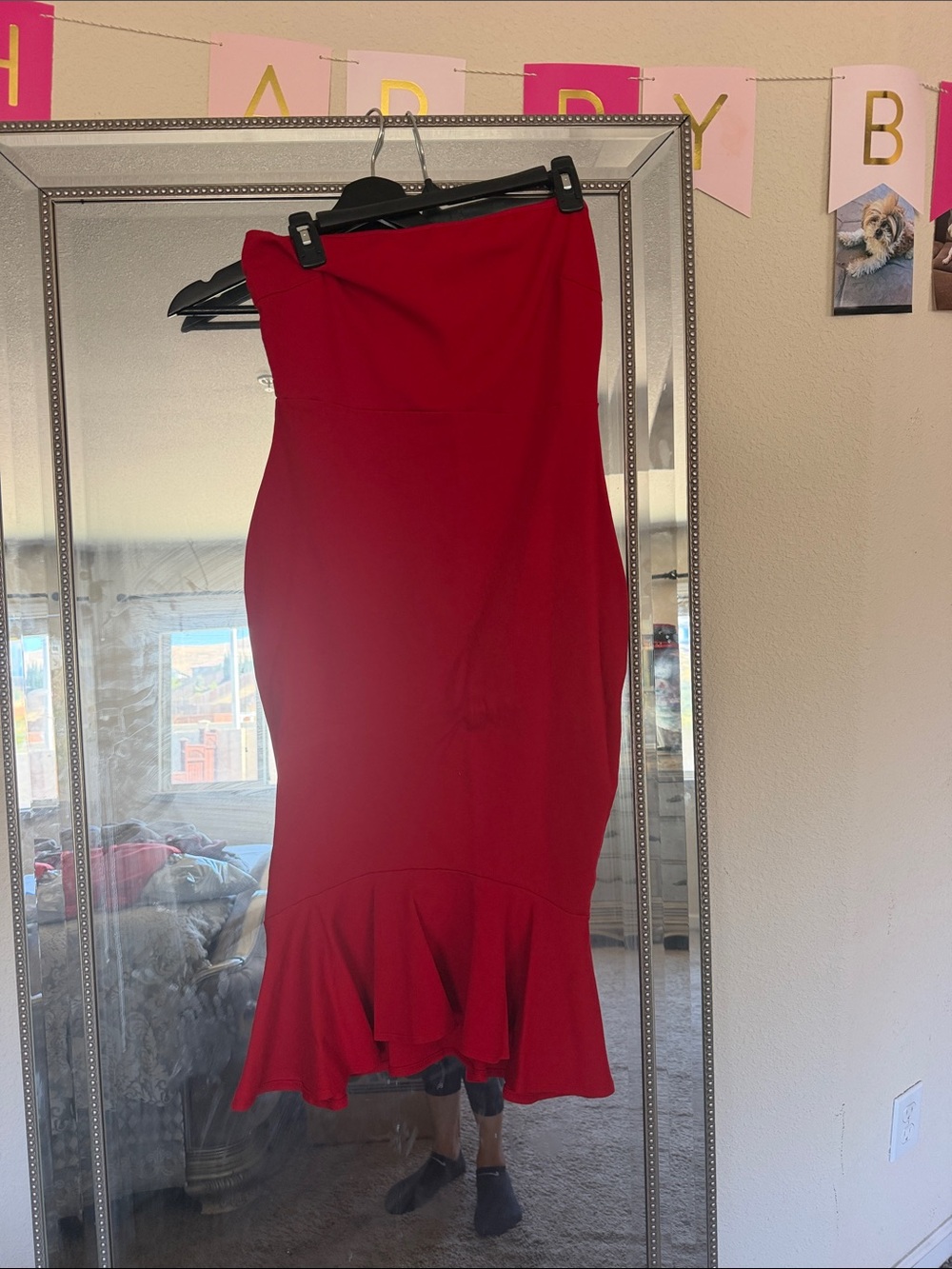 Strapless Red Mermaid Hem Dress